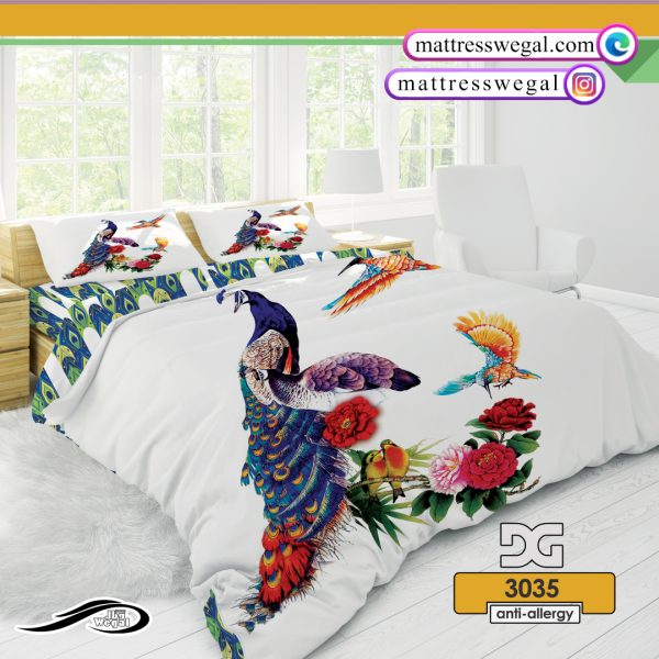 ست رو تختی دیجیتال پنبه ای کد 3035 با طرح طاووس